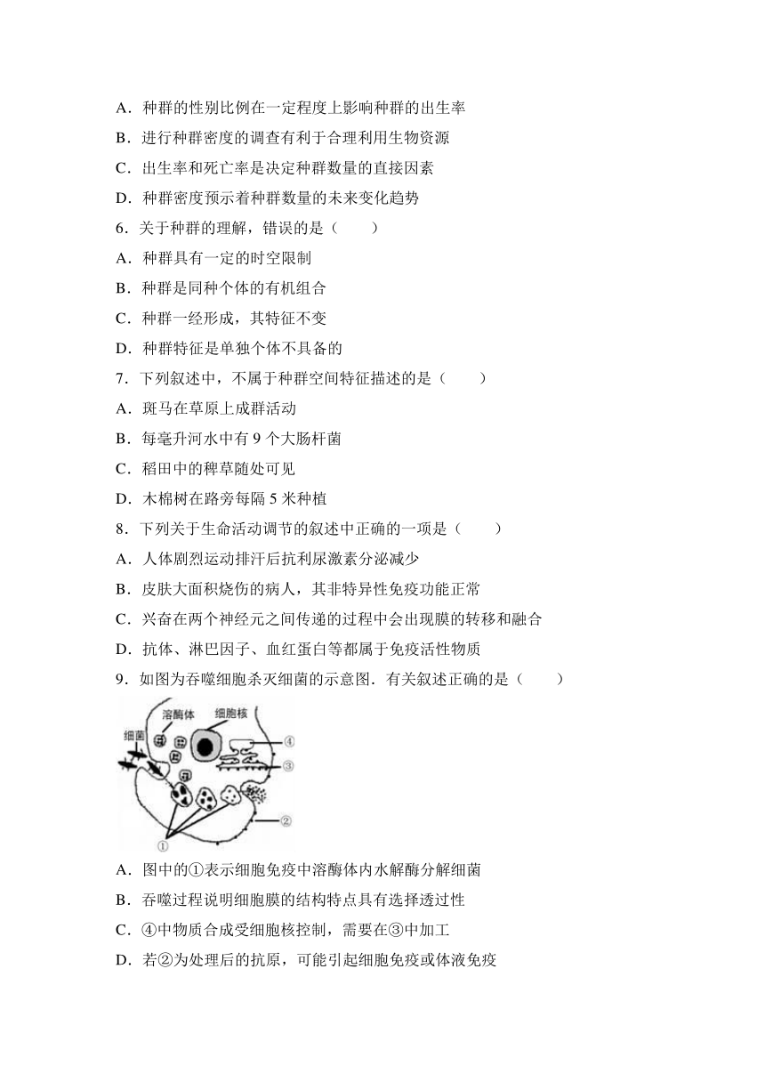 辽宁省师大附中2016-2017学年高二（上）月考生物试卷（12月份）（解析版）