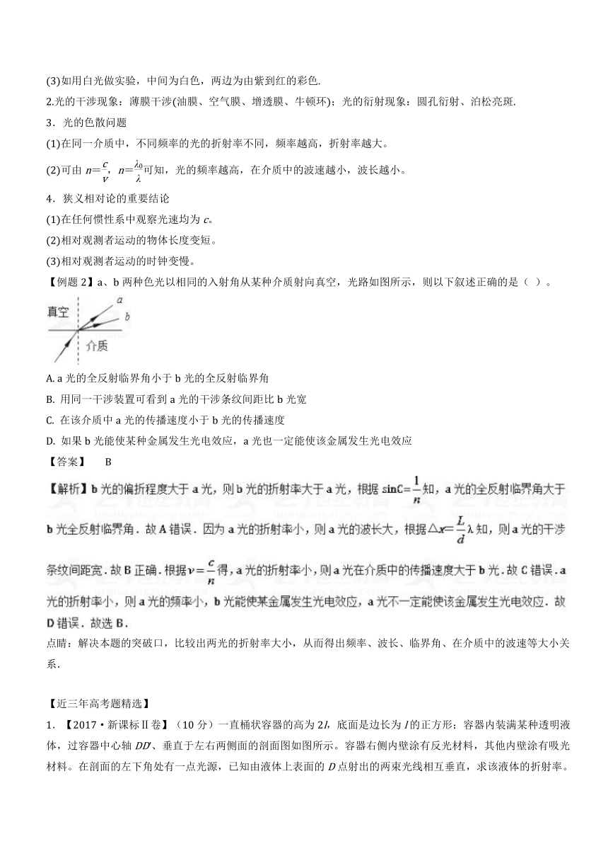 2018年高考物理二轮核心考点总动员考点16+光的折射和全反射