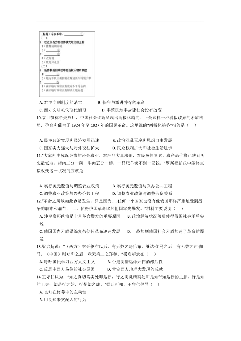 河南省三门峡市外国语高级中学校2020-2021学年高二上学期期末考试历史试卷 Word版含答案