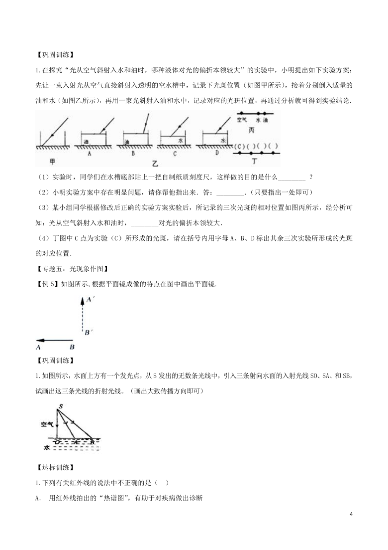 2020八年级物理重点知识专题训练光现象含解析新人教版