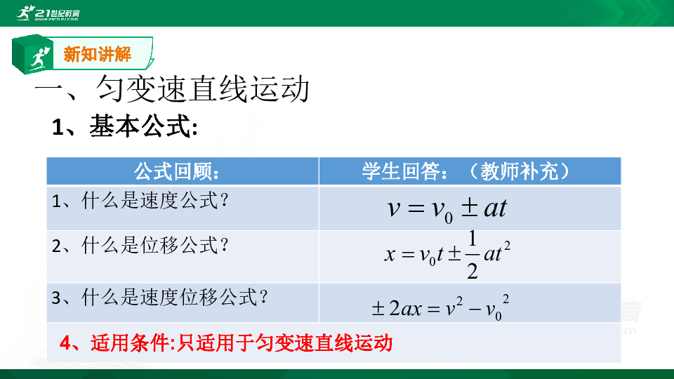 一轮复习第一章匀变速直线运动第三节运动学的基本公式 课件