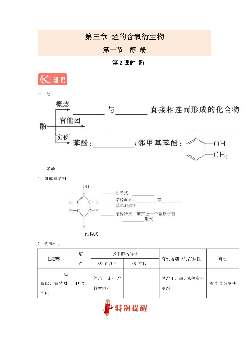 专题3.1.2酚-2017-2018学年高二化学人教版（选修5）