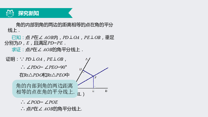 12.3角的平分线的性质（2）到角的两边距离相等得点在角平分线上（同步课件）