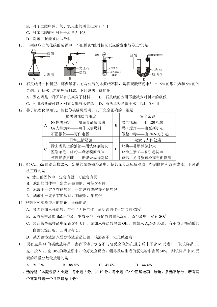 江苏省句容市2014届九年级下学期期中考试（即一模）化学试题