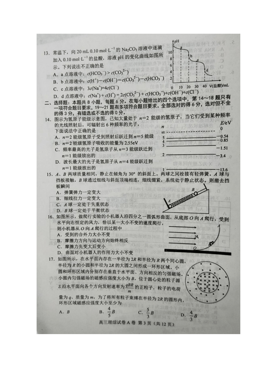 河北省唐山市2018届高三第二次模拟考试理科综合试题 扫描版含答案