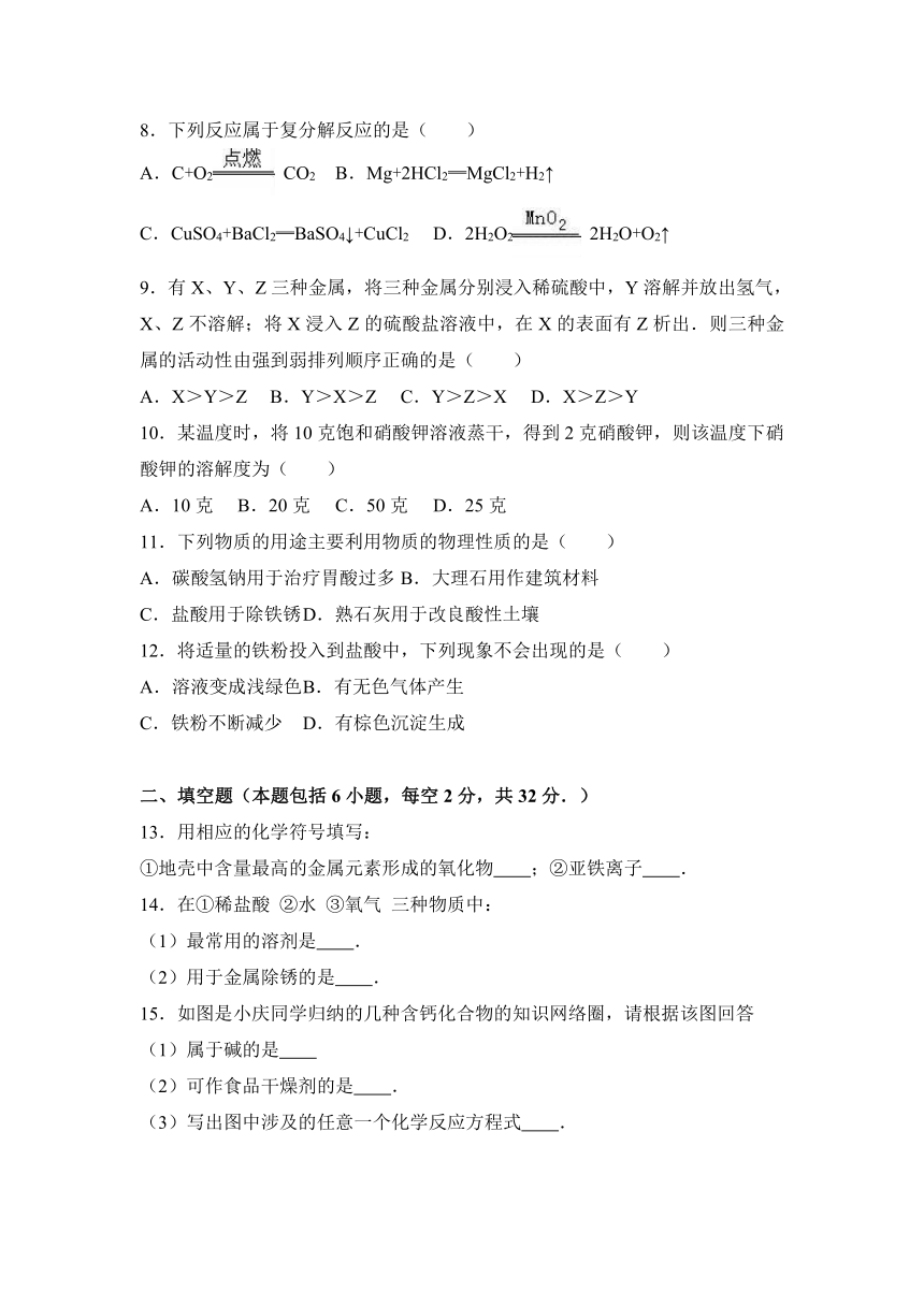 山东省潍坊市高密市朝阳中学2016-2017学年九年级（下）第一次月考化学试卷（解析版）