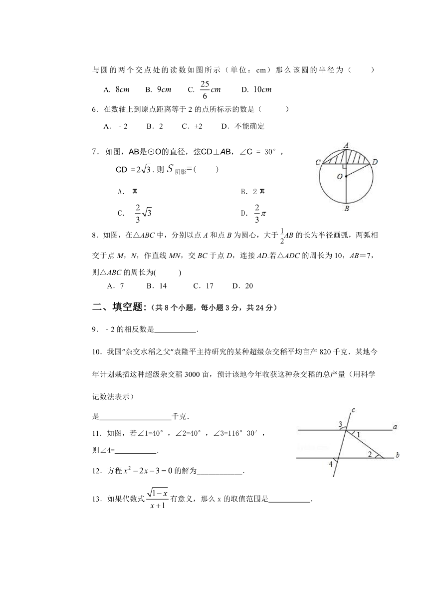 2014年中考模拟考试数学试卷（一）