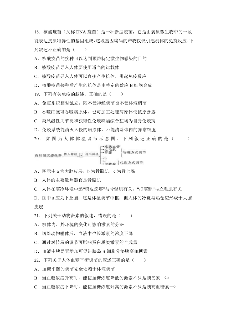 内蒙古包头市北重三中2016-2017学年高二（上）期末生物试卷（解析版）