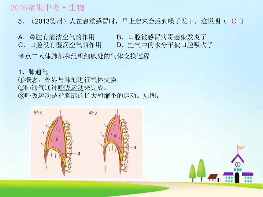 2016年初中生物中考复习课件专题10人体的能量供应呼吸系统共27张ppt