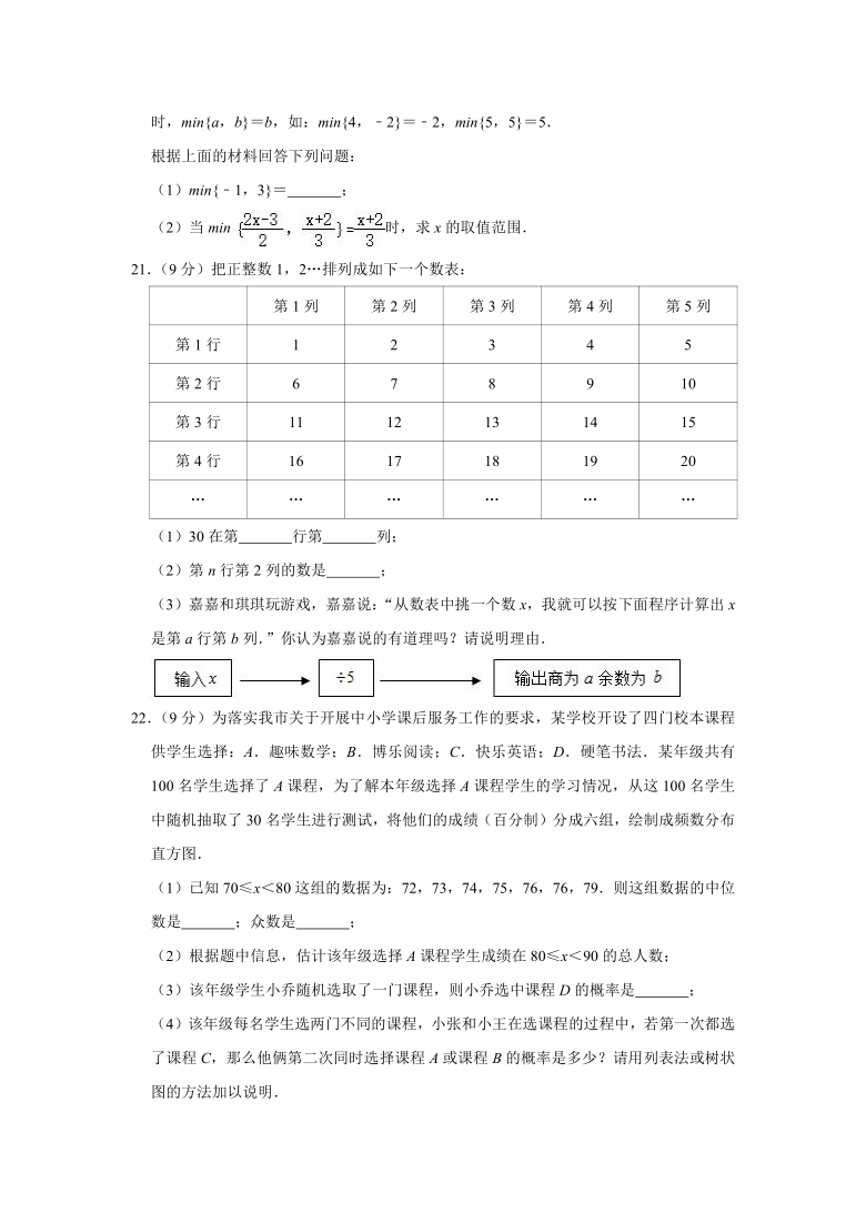 2021年河北省九市中考数学模拟试卷（一）（Word版 含解析）