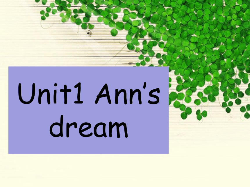 Unit 1 Ann’s dream 课件