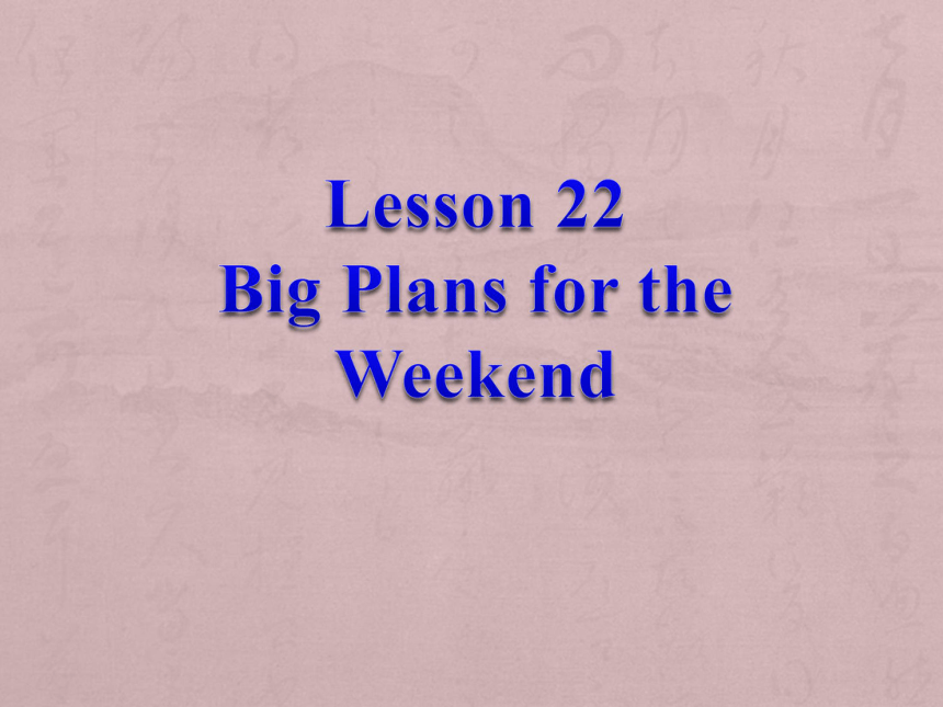 Unit 4 After-School Activities.Lesson 22  Big Plans for the Weekend.课件