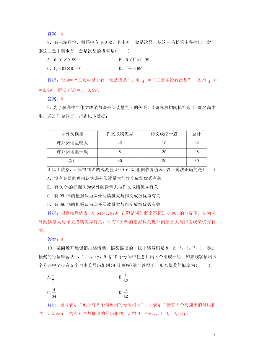 2018—2019学年高中数学新人教A版选修2-3训练题：模块综合评价（二）