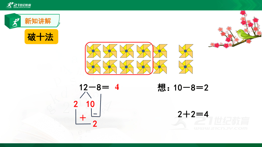 人教版一年级下册课件2.2  20以内的退位减法——十几减8（15张PPT）