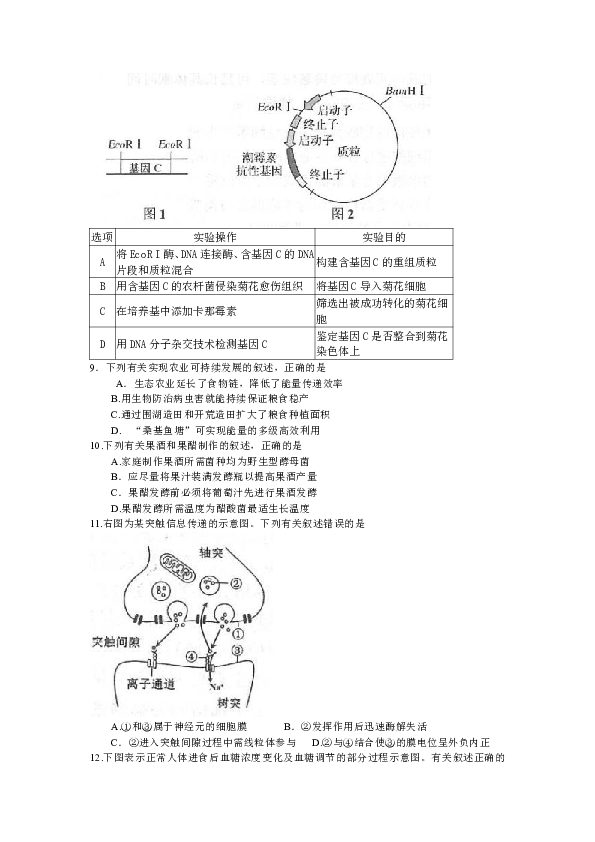 江苏省苏州市2019-2020学年高二下学期期末考试生物试卷