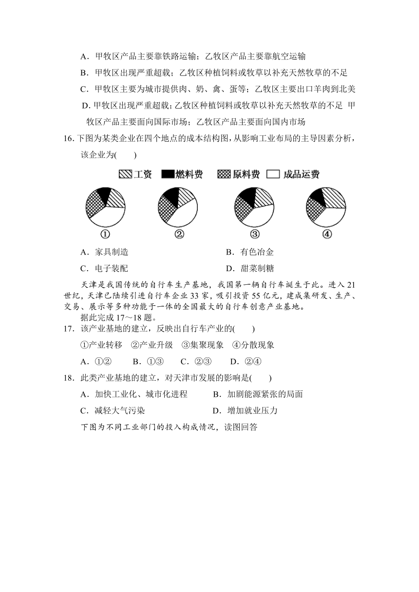 甘肃省会宁县第一中学2015-2016学年高一下学期期中考试地理（文）试题