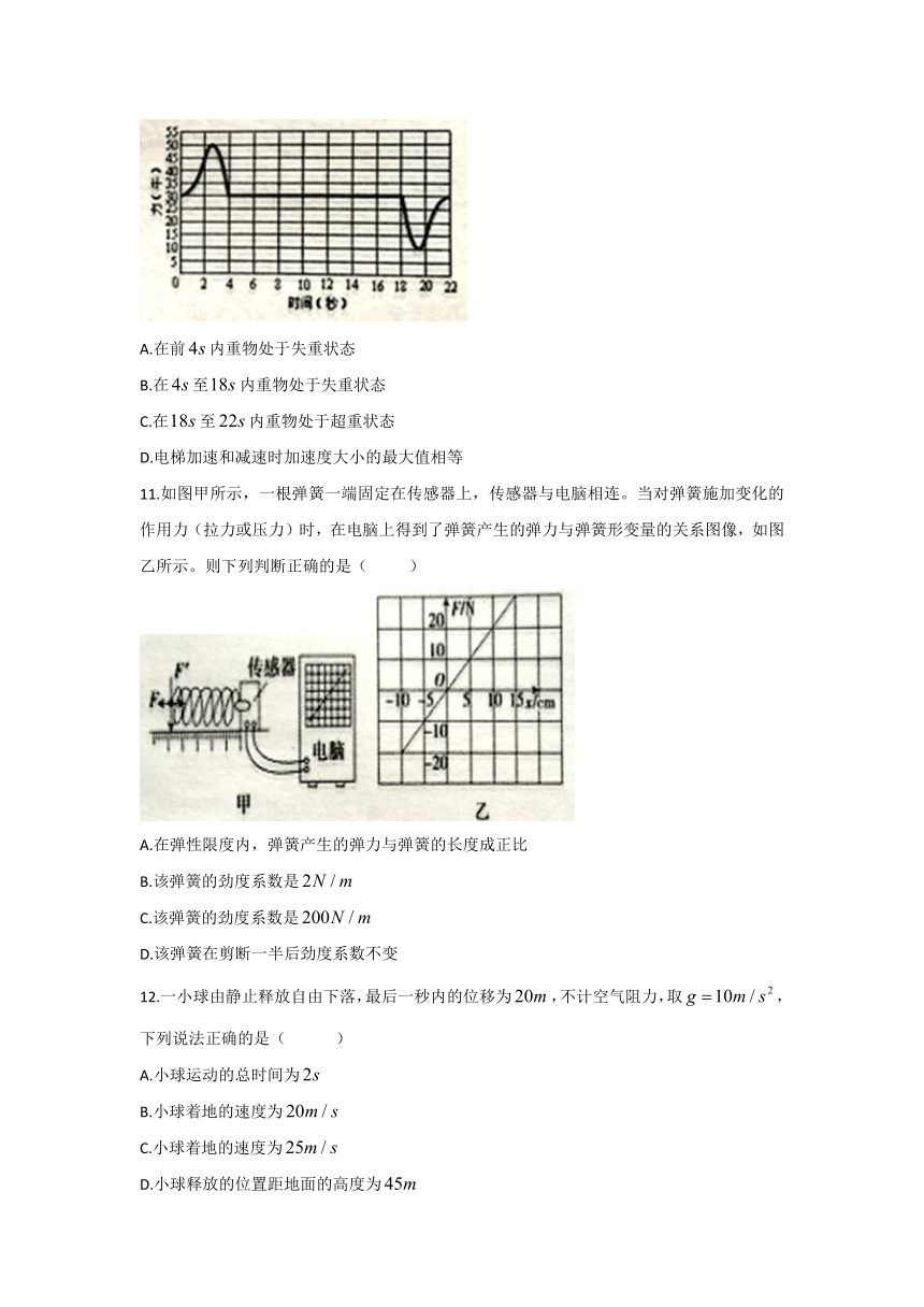 浙江省金华市2016-2017学年高一上学期期末考试物理试题 Word版含答案