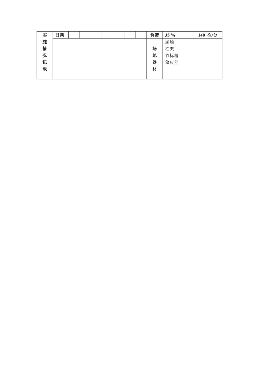 初中九年级体育教案全集 （表格式）