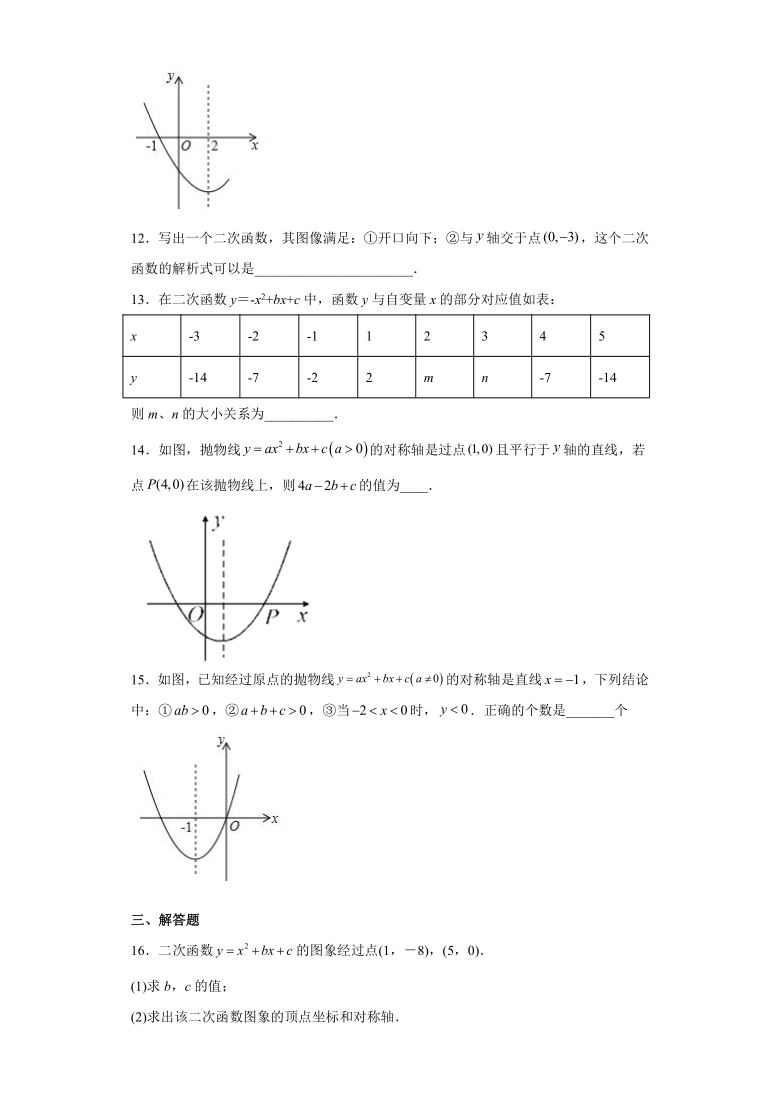 1.4二次函数y=ax2 bx c的图象和性质(同步练习(word版含答案)