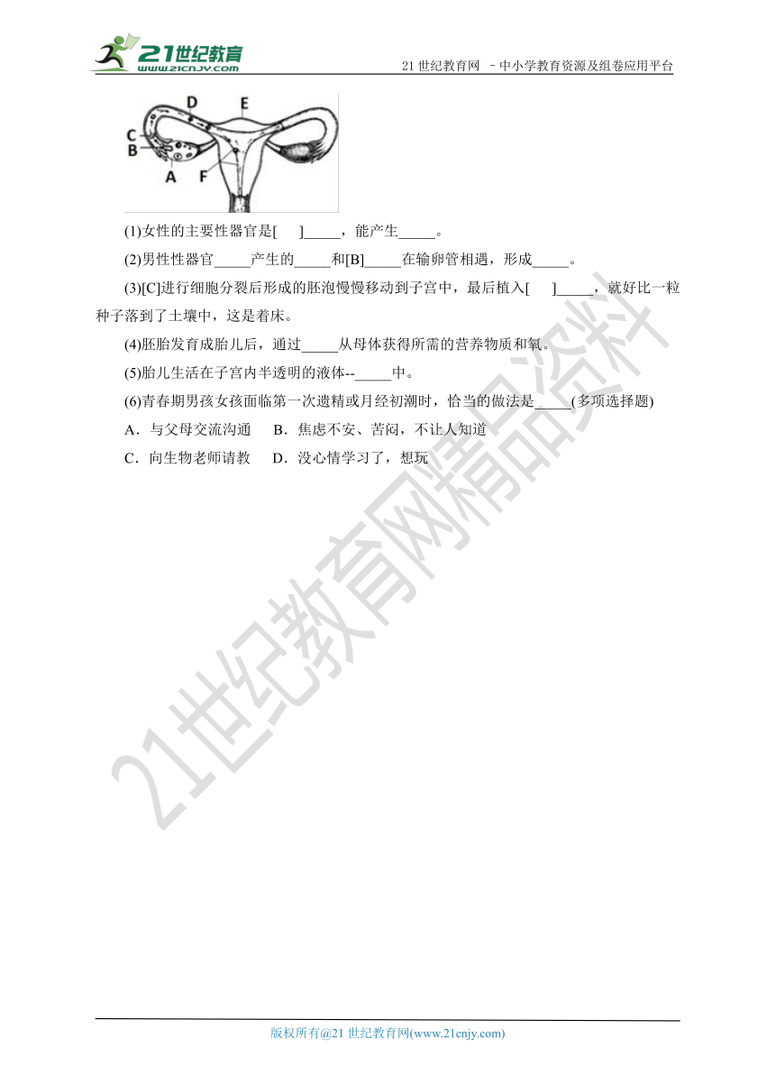 第六章第二节人的生殖与发育 第3课时（习题）