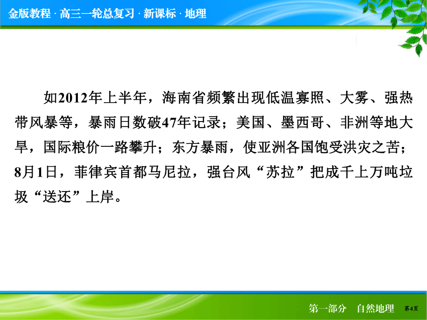 【金版教程】（人教版）2015届高三高考地理一轮复习专题讲座课件：极端天气事件及其影响（14张PPT）