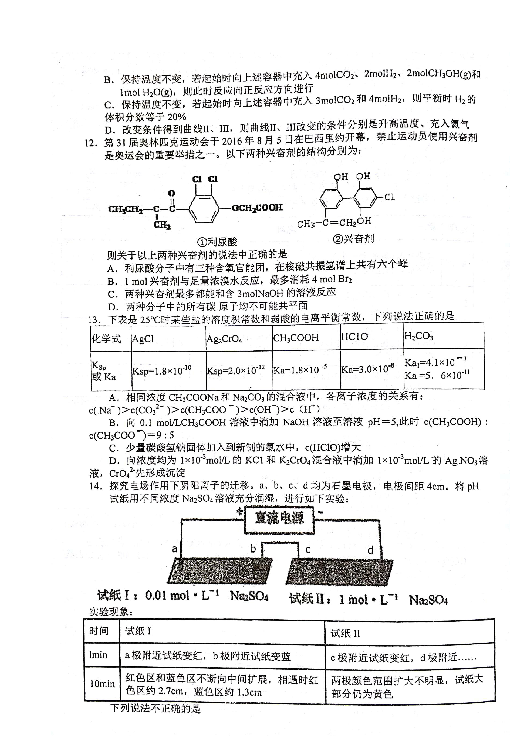 湖南省岳阳市第一中学2019届高三第六次质检（下学期开学考）化学试题 扫描版含答案