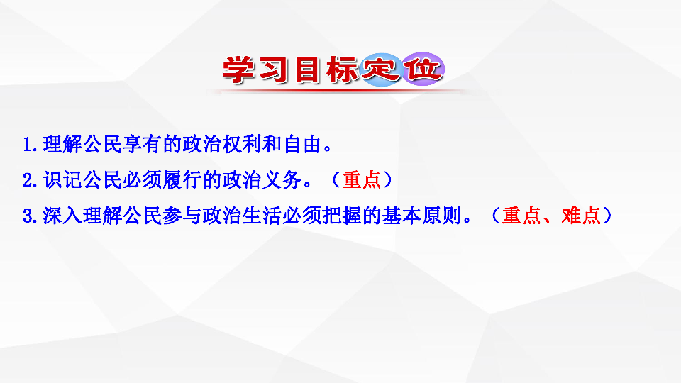 人教版高中政治必修二1.3 政治生活：自觉参与课件（共34张PPT）