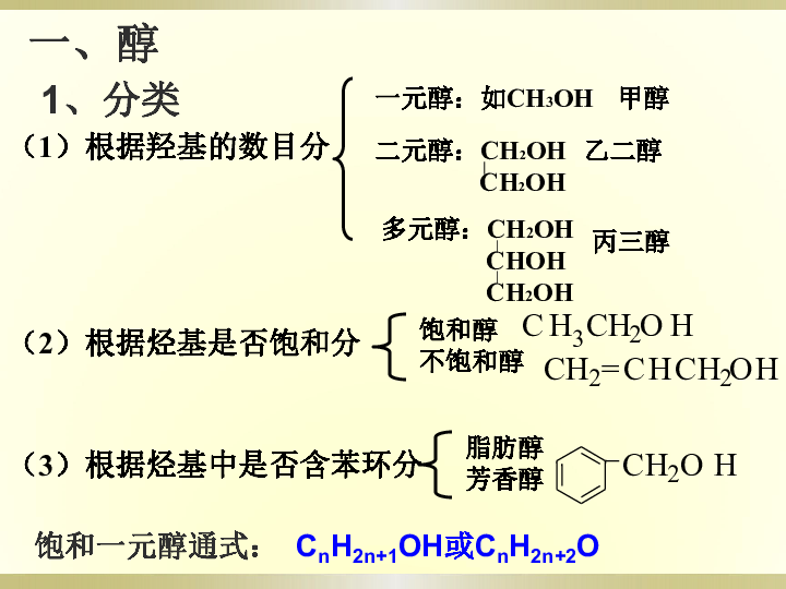 人教版高中化学选修五3.1 醇酚 课件49张PPT