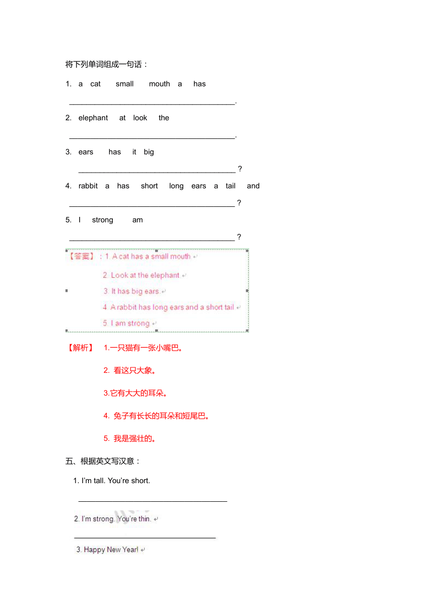 Unit 6 I'm tall  Lesson36 练习（含答案解析）