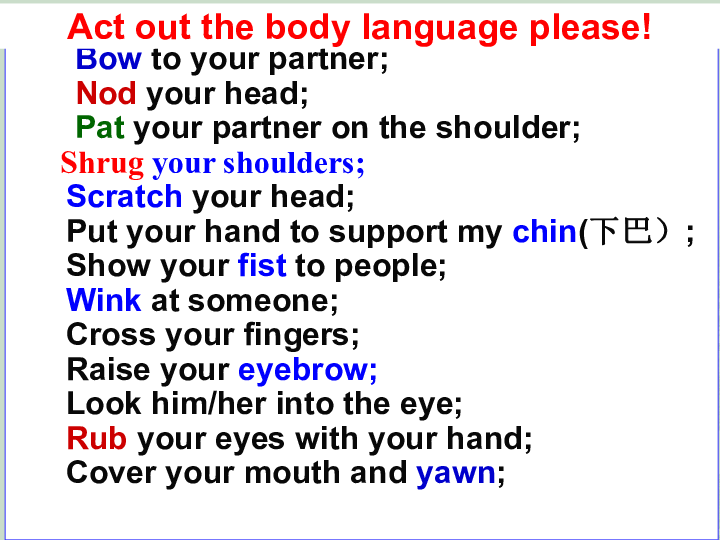 外研版Module 3 Body Language and Non-Verbal Communication listening and Vocabulary课件(共40张PPT)