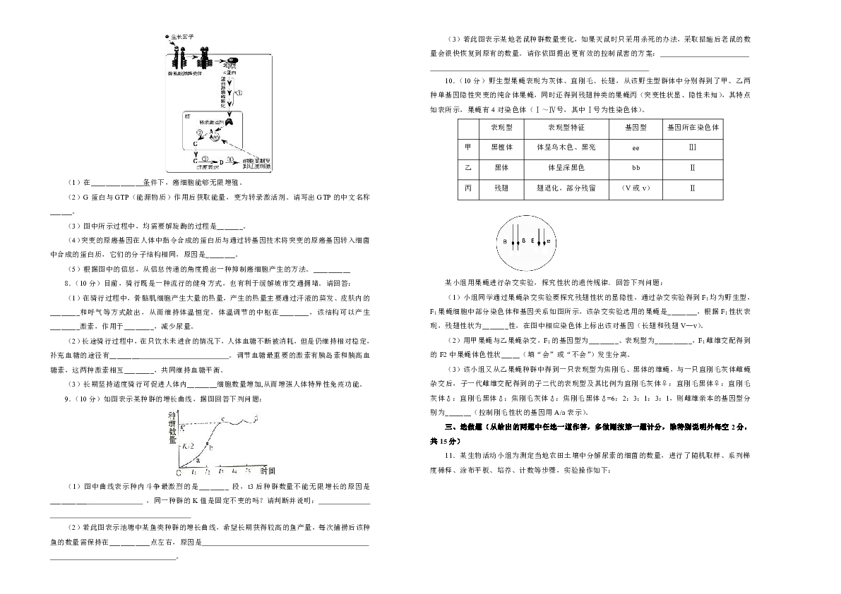 2019届高三第二次模拟考试卷 生物（四）