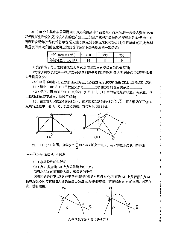 河南省洛阳市2019~2020学年第一学期期末考试九年级数学试卷（pdf版 含答案）