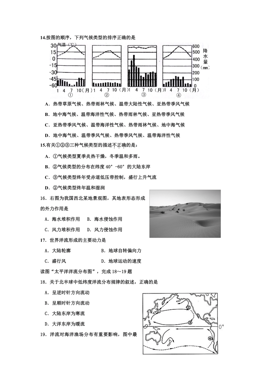 吉林省吉林市2012-2013学年高一上学期期末考试 地理