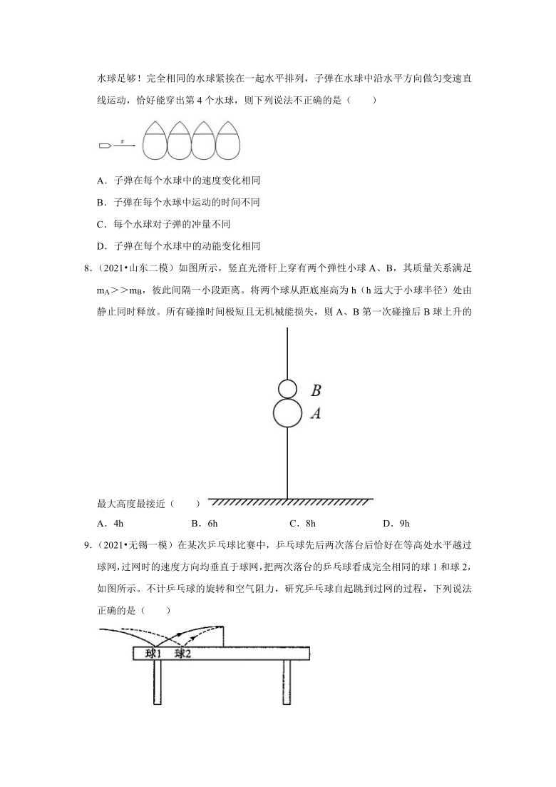 江苏省2022届高考物理一轮复习专题训练—专题15动量守恒定律（word含答案）