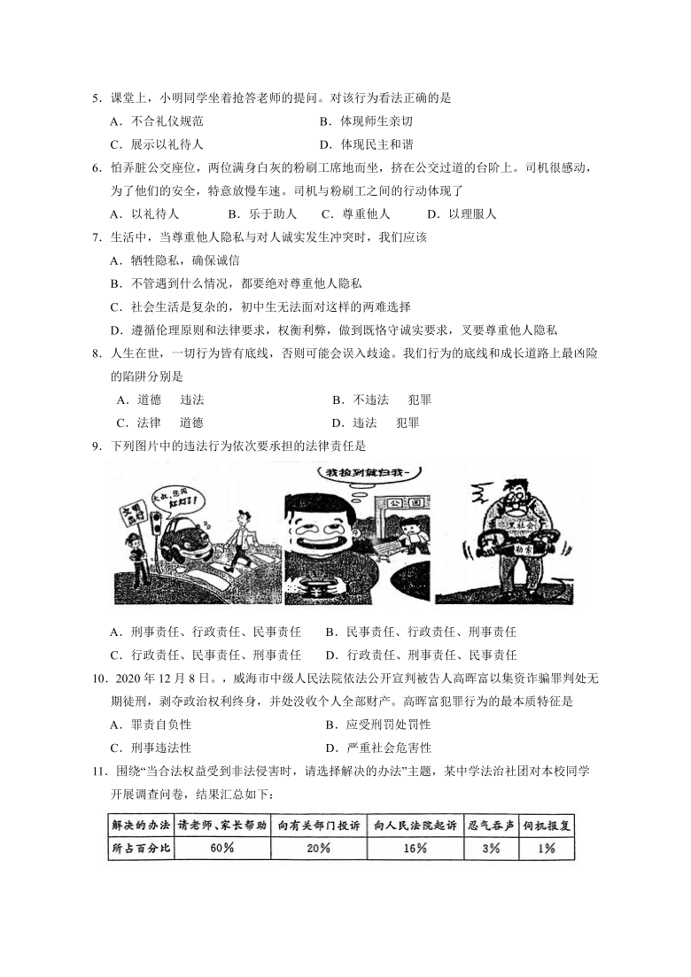 江苏省苏州市张家港、常熟、昆山、太仓市2020-2021学年八年级道德与法治期末调研卷 （Word版，含答案）