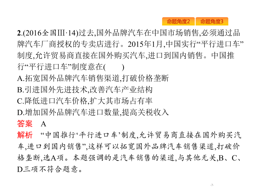 2019年高考政治专题复习课件：专题四社会主义市场经济（含最新2018高考真题）