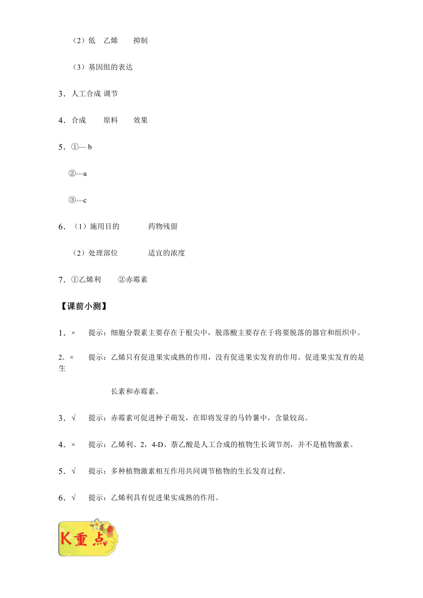 K三关2016-2017学年高一生物人教版必修3第三章第3节  其他植物激素 (解析版）