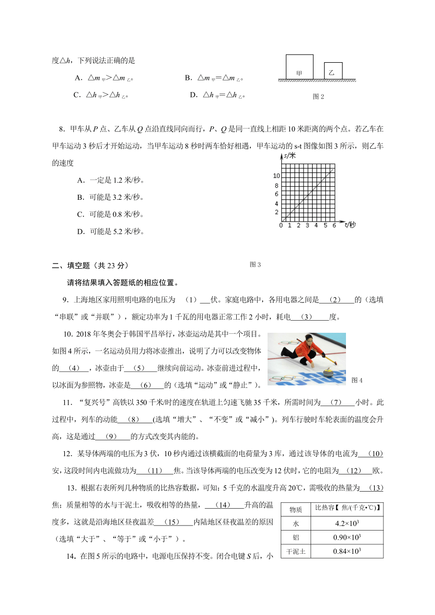 上海市金山区2018届九年级二模物理试题（Word版，含答案）