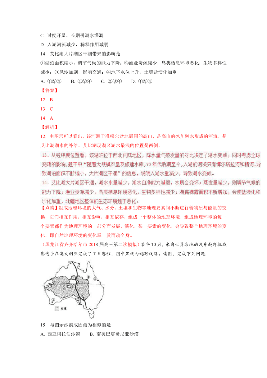 专题11区域可持续发展和地理信息技术（第02期）-2018届高三地理百所好题速递分项解析汇编