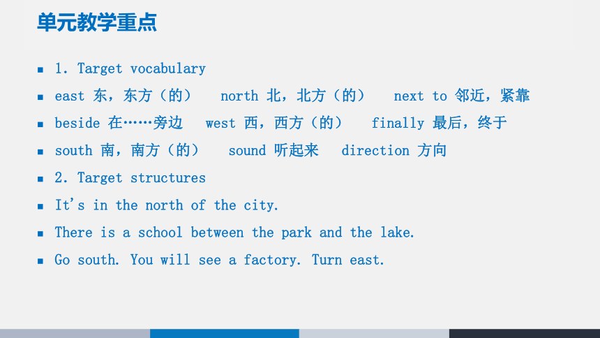 Unit 2 We are in the east of the city  教案（4个课时）