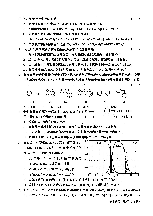 南京工业大学杯2008年全国高中学生化学竞赛江苏赛区预赛试卷和答案