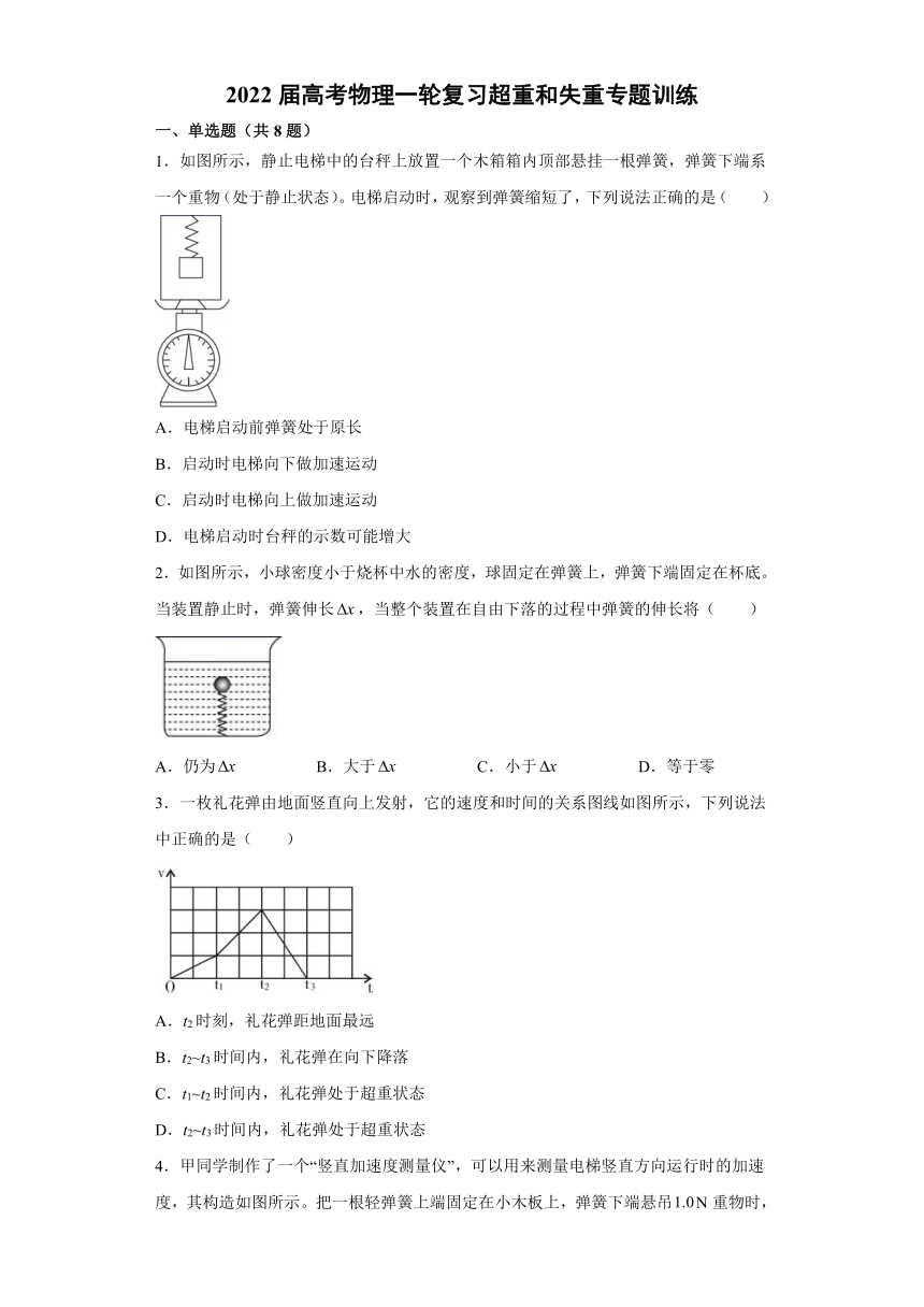 2022届高考物理一轮复习超重和失重专题训练（word版含答案）