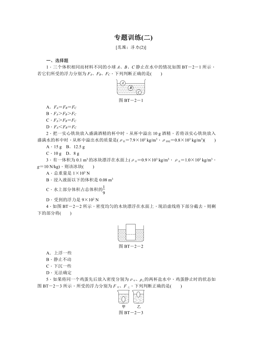 水和水的溶液（水的浮力专题训练二)