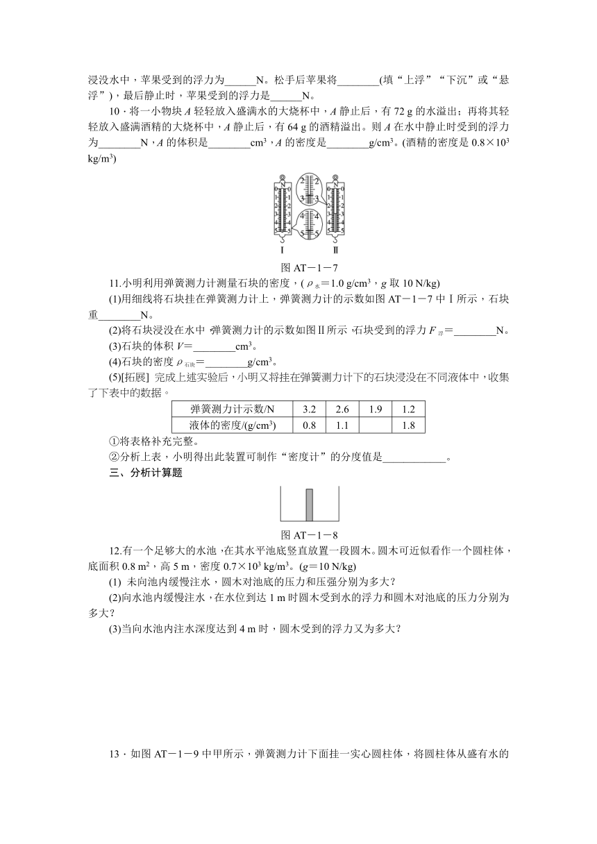 水和水的溶液（浮力专题训练一)