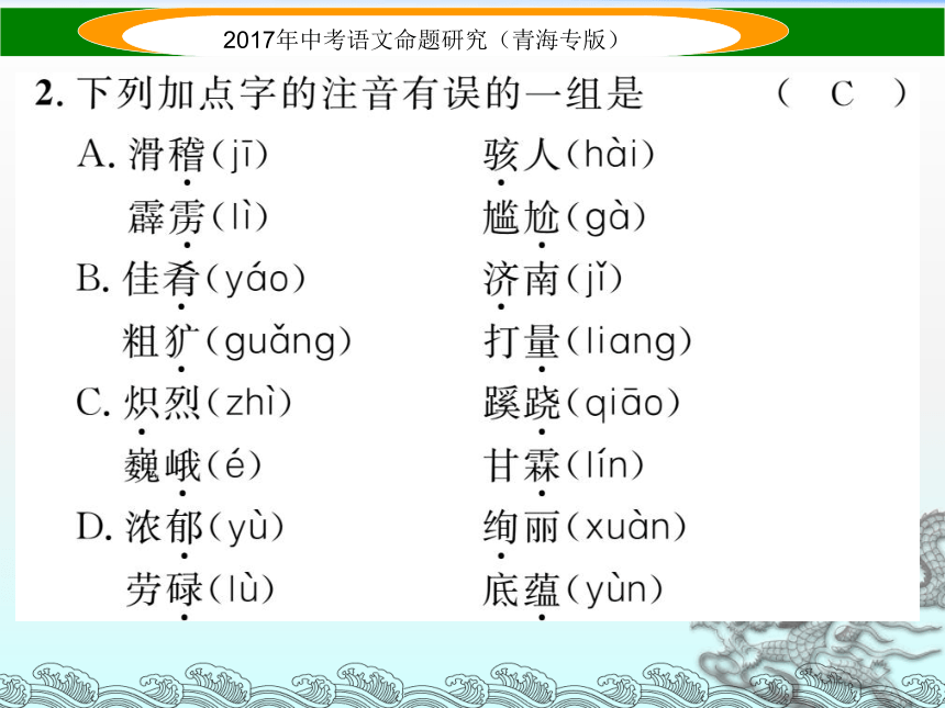 2017届中考语文总复习（青海专版）专题一 字音、字形 精练课件