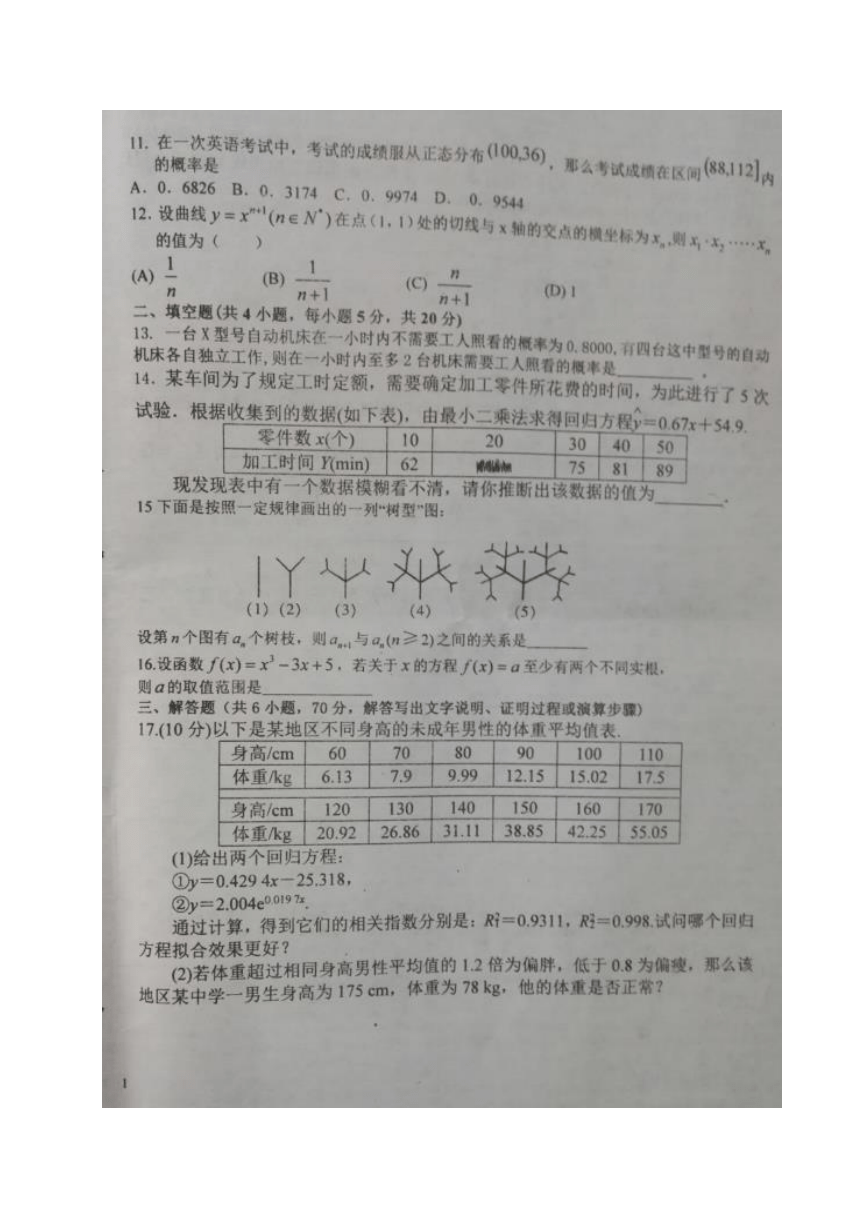 河北省曲周县第一中学2016-2017学年高二下学期期中考试数学（理）试题（图片版）
