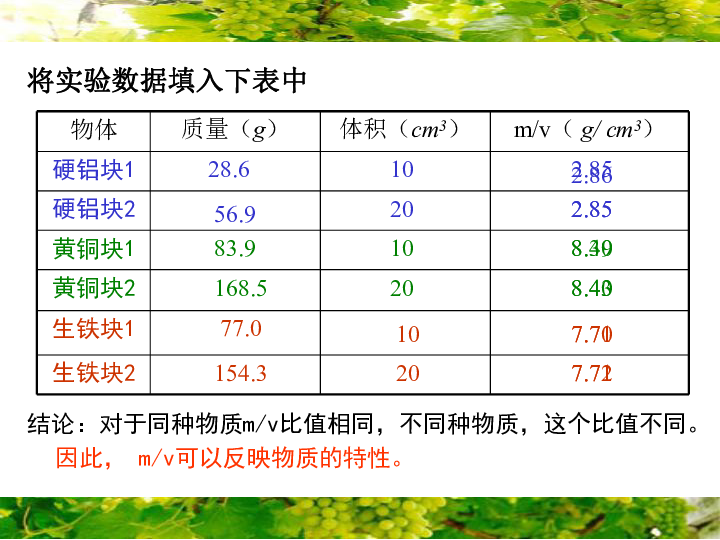 沪粤版八年级上册物理  5.2 探究物质的密度 课件   (共17张PPT)