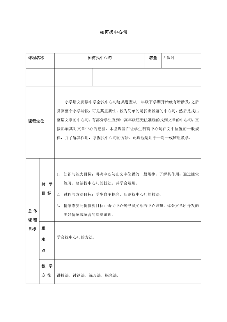 小升初 浙江省2021届语文专项复习 第十六讲：阅读如何找中心句 考点梳理+精讲（无答案）