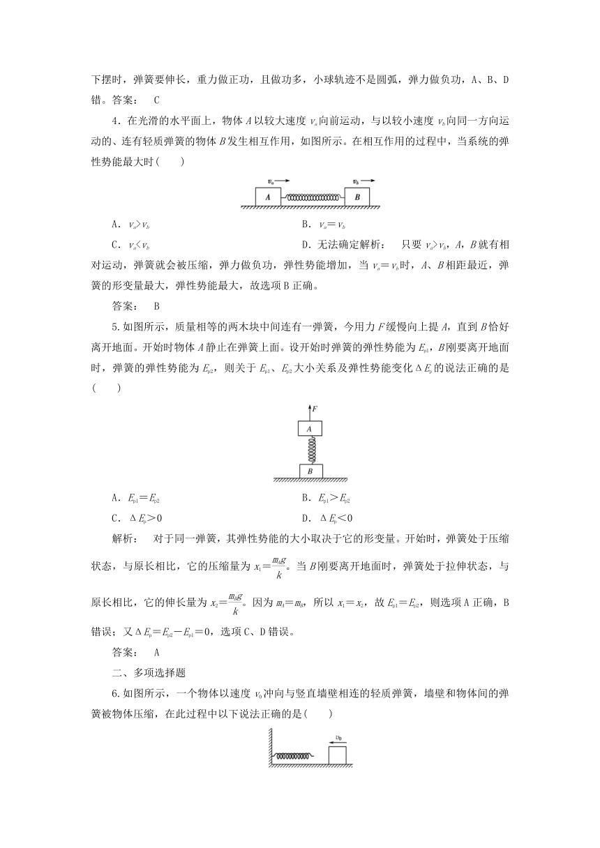 2017春高一物理新人教版必修2课时作业：7.5 探究弹性势能的表达式（含解析）