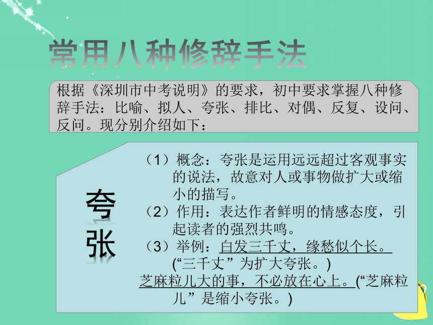 （深圳地区）2016中考语文 基础部分 修辞复习课件